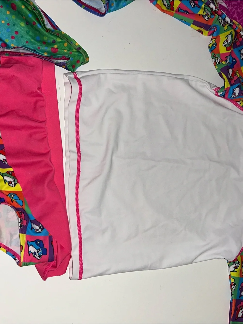 Girls Pink & Multicolor Rash Guard Swim Set
